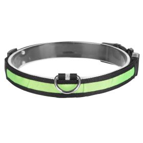 LED Dog Collar USB Rechargeable Adjustable Dog Safety Collar Night Safety Flashing Luminous Light up Collar (Option: m_green)