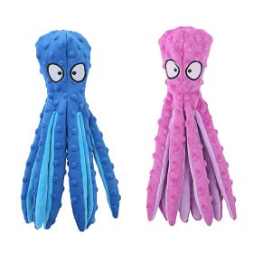 2Pcs Squeaky Dog Toys No Stuffing Crinkle Plush Octopus Dog Teething Toy Interactive Dog Toy Dog Training Toy For Puppy Small Medium Large Dog (Option: blue_pink)