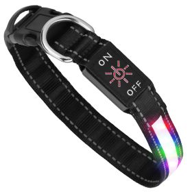 Light Up Dog Collar LED Dog Collar Safety Night Glowing Dog Collar with 9 Light Colors IPX7 Waterproof USB Rechargeable S/M/L (Option: m)